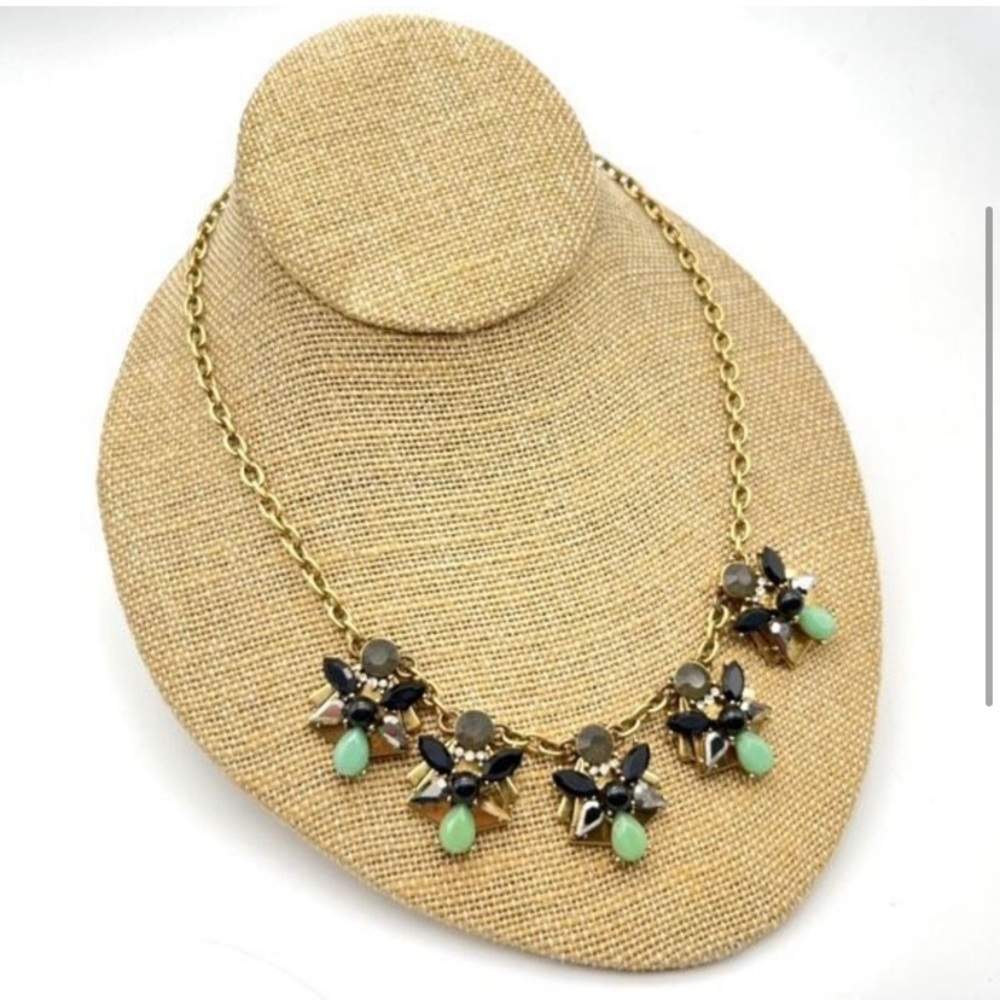 J. Crew Factory Gold and Green Statement Necklace